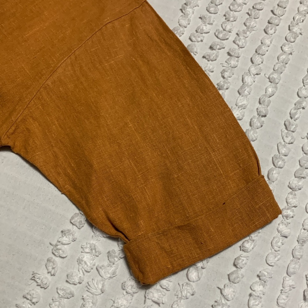 bryn Walker Women’s Pullover Boxy Oversized Flax Linen Terracotta Top Medium - Picture 4 of 15
